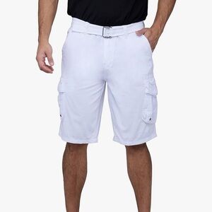 Men's Big and Tall White Cargo Shorts by Raw X Jeans